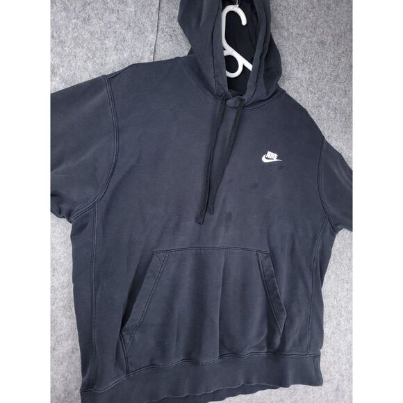 Nike Hoodie Women's Large Sweatshirt Black Swoosh *Stains Oversized - Picture 3 of 9